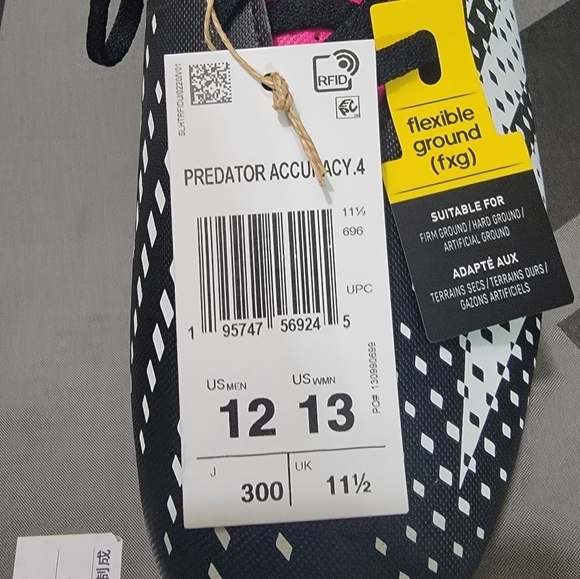 Adidas Unisex Accuracy.4 FxG GW4604 Soccer Cleats Black/Pink Men 11 Wmns 13 New - Picture 10 of 11